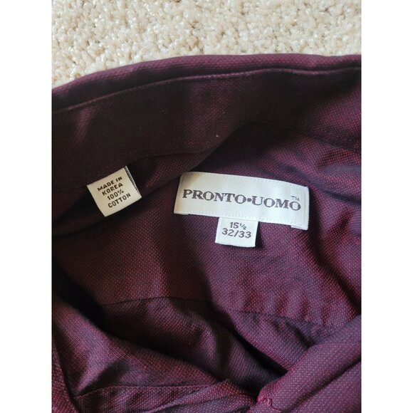 Pronto Uomo‎ Men's Size 15 22/23 Long Sleeve Shirt Formal French Cuffed Cotton - Picture 5 of 5